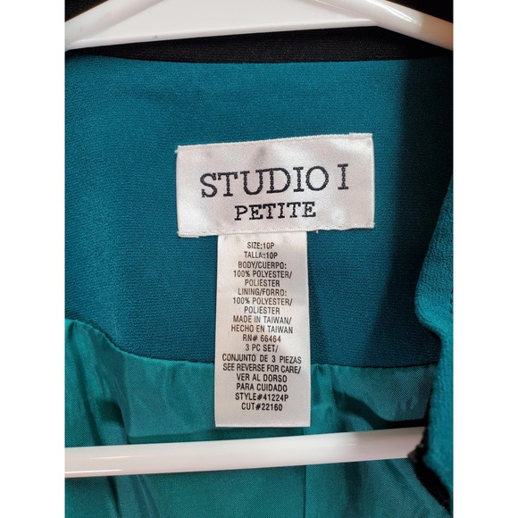 Studio 1‎ Jacket Womens Petite 10P Teal 100% Polyester Long Sleeve Full Zipper - Picture 7 of 8